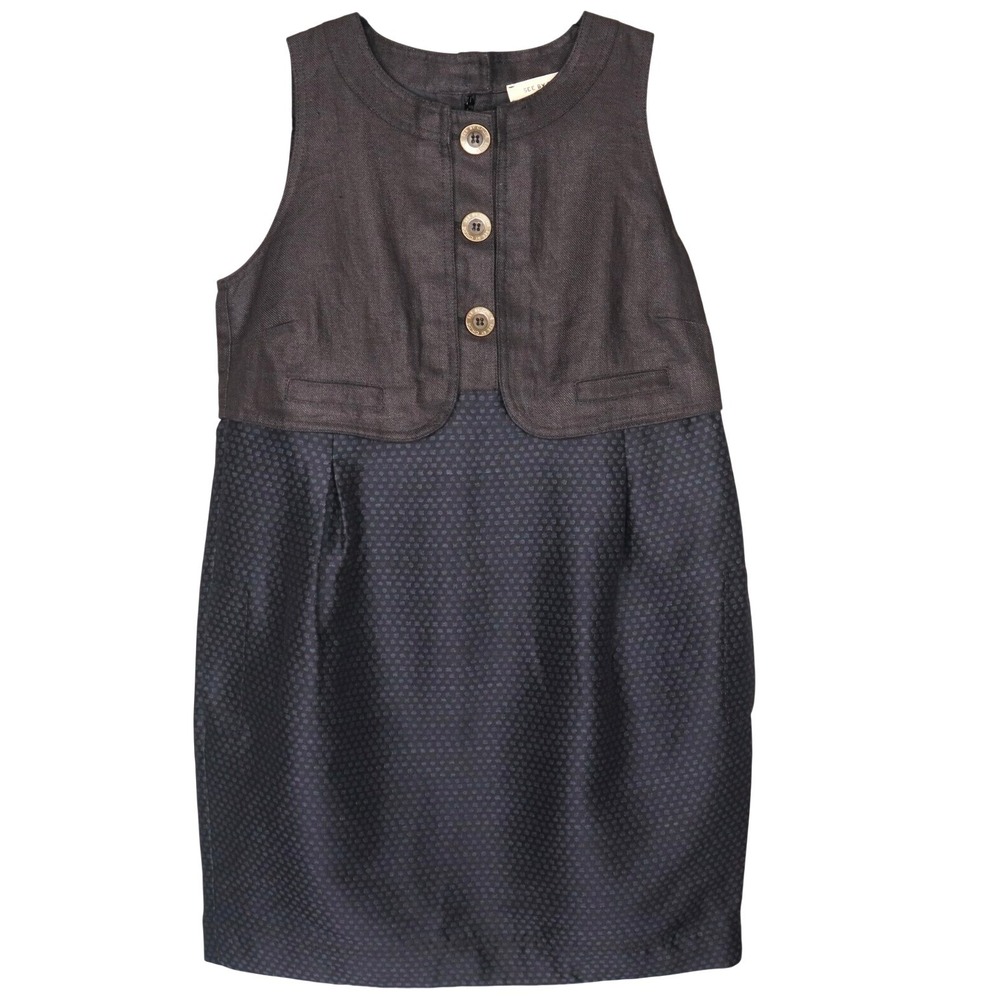 See By Chloe Linen‎ Wool Vest Dress Womens Size 6 Gray Sleeveless Pleated Preppy